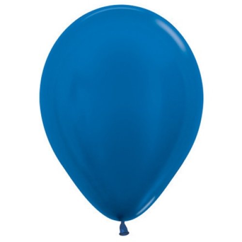 Latex balloon 30cm Met Royal Blue inflated with helium