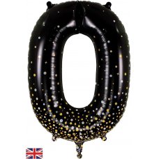 34inch (86cm) Foil Number Sparkling Fizz Black Gold 0