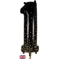 34inch (86cm) Foil Number Sparkling Fizz Black Gold 1