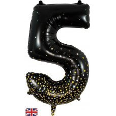 34inch (86cm) Foil Number Sparkling Fizz Black Gold 5