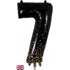 34inch (86cm) Foil Number Sparkling Fizz Black Gold 7