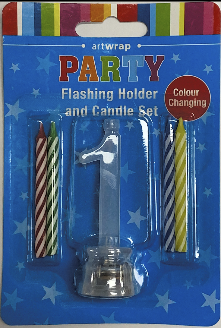 Number 1 Flashing Holder and Candle set