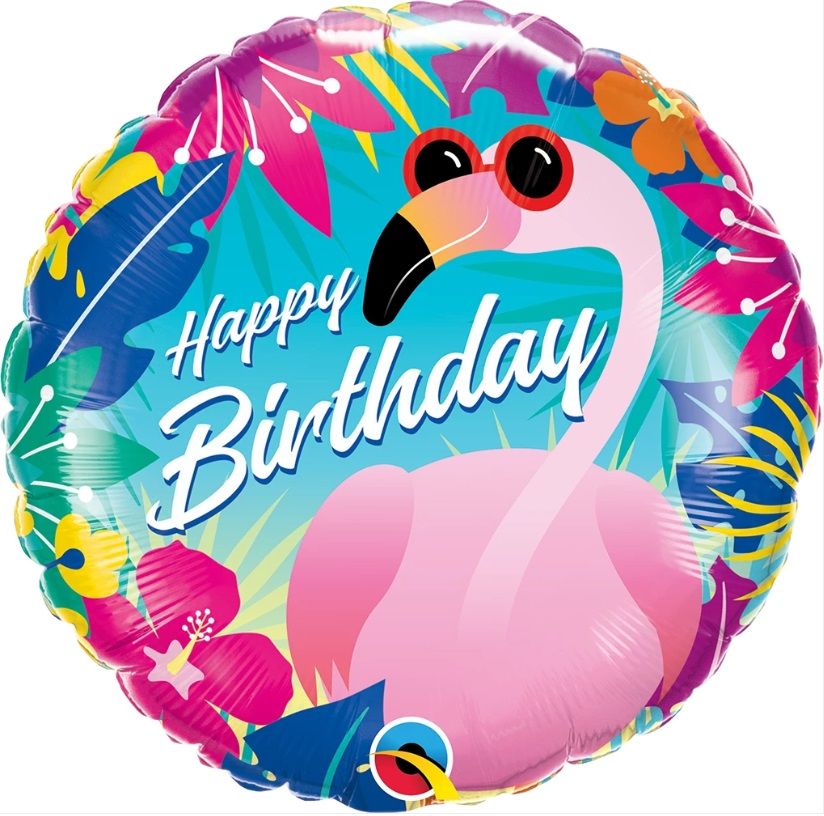 18 inch foil Qualatex Birthday Tropical Flamingo