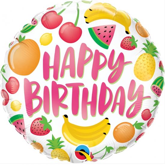 18 inch foil Qualatex happy Birthday Fruits