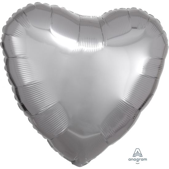 18 inch foil Anagram Foil Solid Colour Heart 45cm Metallic Silver