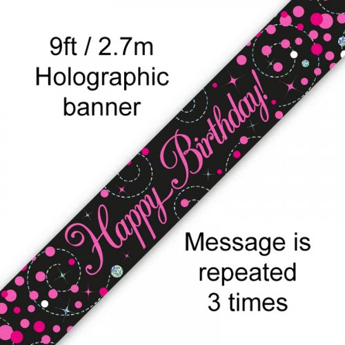 Banner - Sparkling Fizz Pink Banner 2.7m Happy Birthday