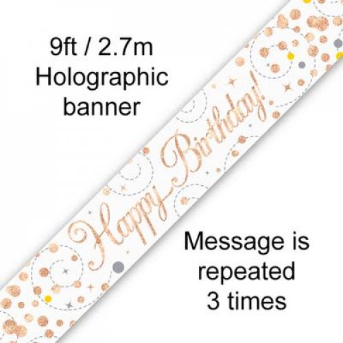 Banner - Sparkling Fizz Rose Gold Banner 2.7m Happy Bday