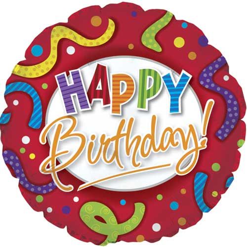 18 inch foil CTI Happy Birthday Stripes & Dots