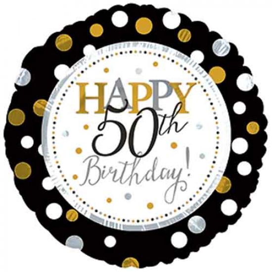 18 inch foil CTI 45cm Happy 50th Birthday Dots