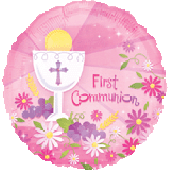 18 inch foil Anagram 1st Communion Pink