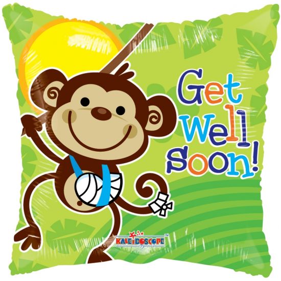 18 inch Foil Kaleidoscope Get Well Monkey