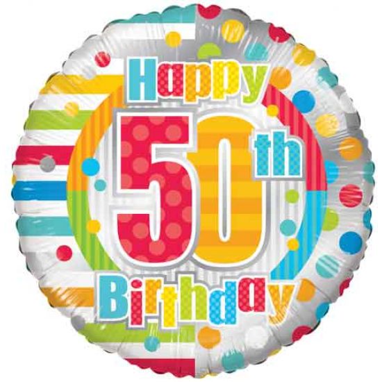 18 inch foil Kaleidoscope 50th Birthday Dots & Lines