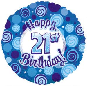 18 inch Foil CTI Dazzeloon 21st birthday Blue