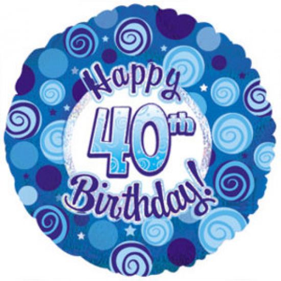 18 inch foil CTI  Dazzeloon 40th Birthday Blue