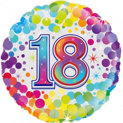 18 inch Foil Colourful Confetti 18th birthday Oaktree