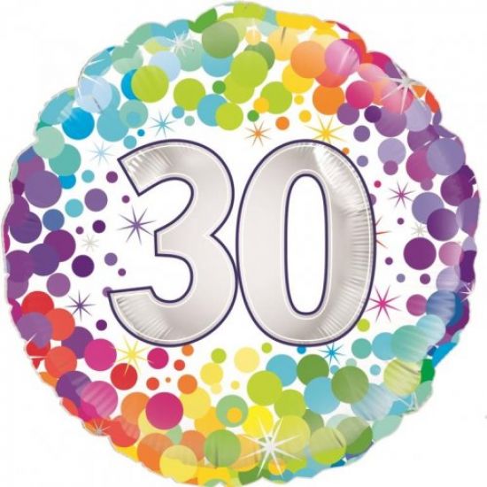 18 inch foil Oaktree 30th birthday Colourful Confetti