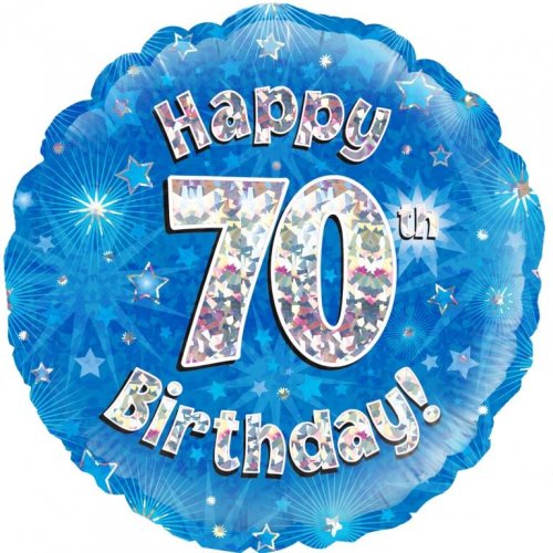 18 inch Foil Blue Holographic Happy 70th Birthday Oaktree