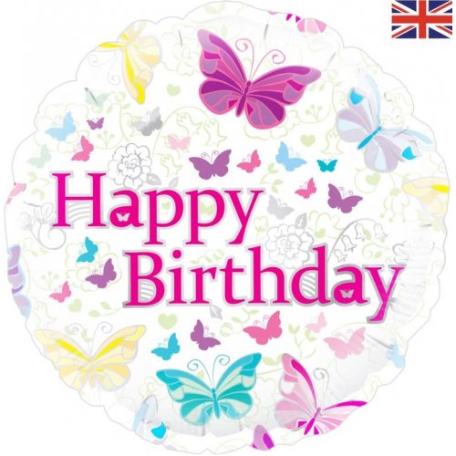 18 inch foil Happy Birthday Butterfly Oaktree