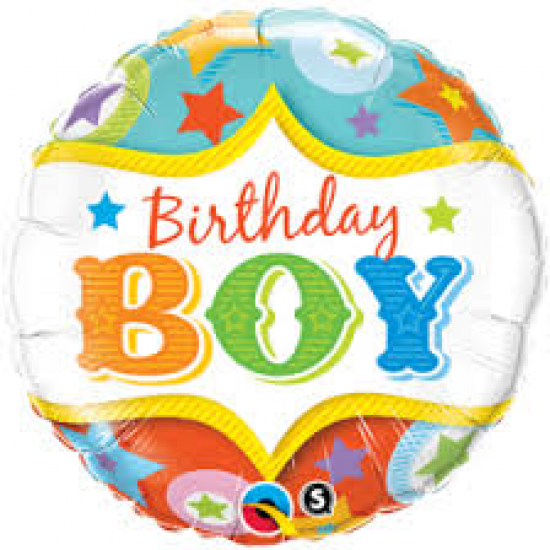 18 inch Foil Qualatex Birthday Boy Circus Stars