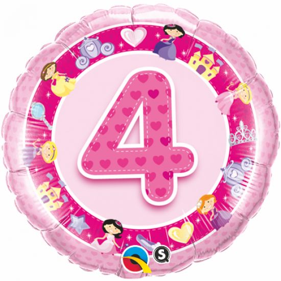 18 inch Foil Qualatex #4 birthday Pink Princesses