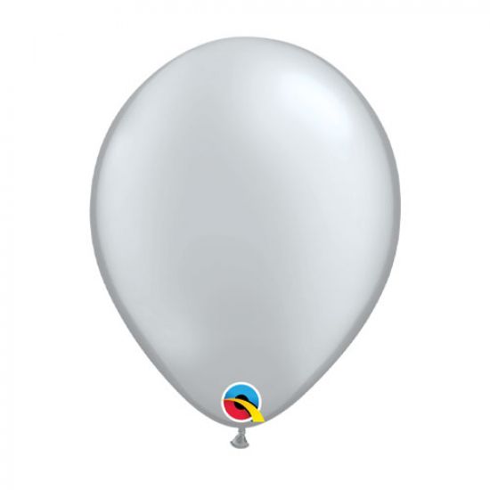 Latex balloon 28cm Metallic Silver inflated with helium