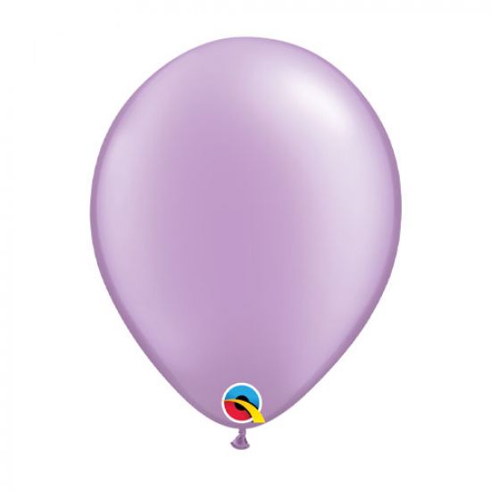 Latex balloon 28cm Pearl Lavender inflated with helium