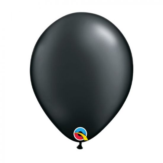 Latex balloon 28cm Pearl Onyx Black inflated with helium