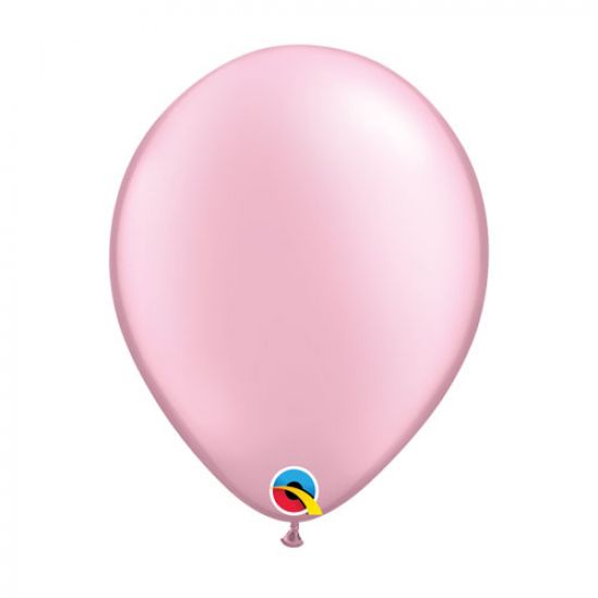 Latex balloon 28cm Pearl Pink inflated with helium