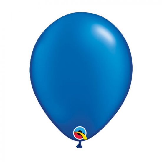 Latex balloon 28cm Pearl Sapphire Blue inflated with helium