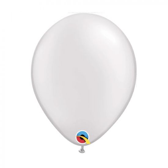 Latex balloon 28cm Pearl White inflated with helium