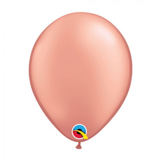 Latex balloon 28cm Rose Gold inflated with helium