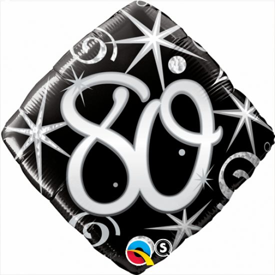18 inch foil Qualatex Elegant Sparkles and Swirls 80th