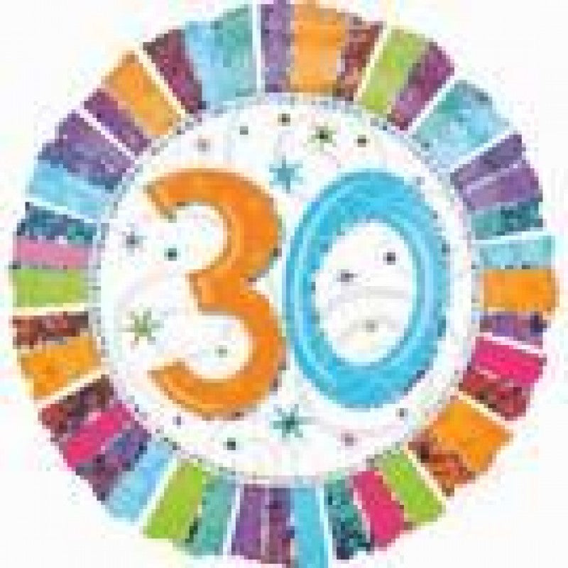 18 inch foil Anagram 30th colourful