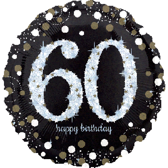 18 inch foil Anagram Holographic Sparkling Birthday 60th