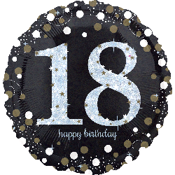 18 inch Foil Anagram Holographic Sparkling Birthday 18th