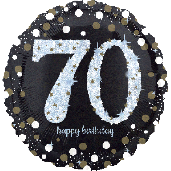 18 inch foil Anagram Holographic Sparkling Birthday 70th