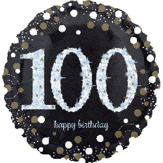 18 inch foil Anagram Holographic Sparkling Birthday 100th