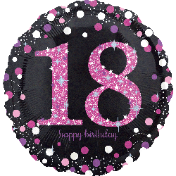 18 inch Foil Anagram Holographic Sparkling Pink 18th birthday