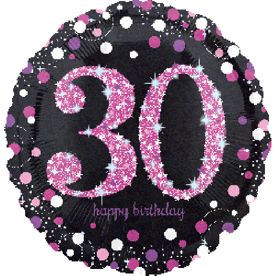 18 inch foil Anagram Holographic Sparkling Birthday Pink 30th