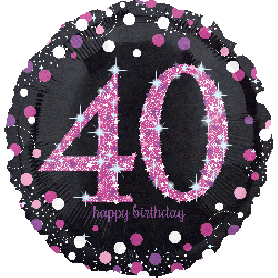 18 inch foil Anagram Holographic Sparkling Birthday Pink 40th