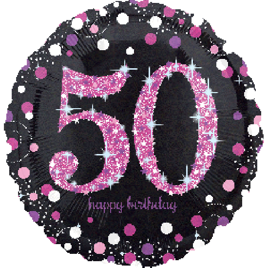 18 inch foil Anagram Holographic Sparkling Birthday Pink 50th