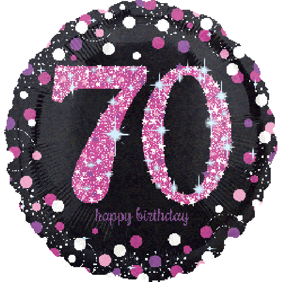 18 inch foil Anagram Holographic Sparkling Birthday Pink 70th