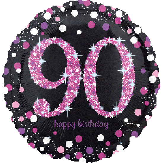 18 inch foil Anagram Holographic Sparkling Birthday Pink 90th