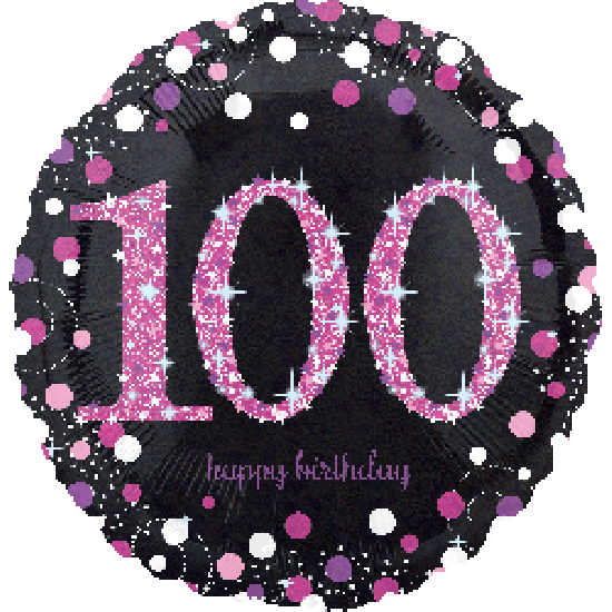 18 inch foil Anagram Holographic Sparkling Birthday Pink 100th