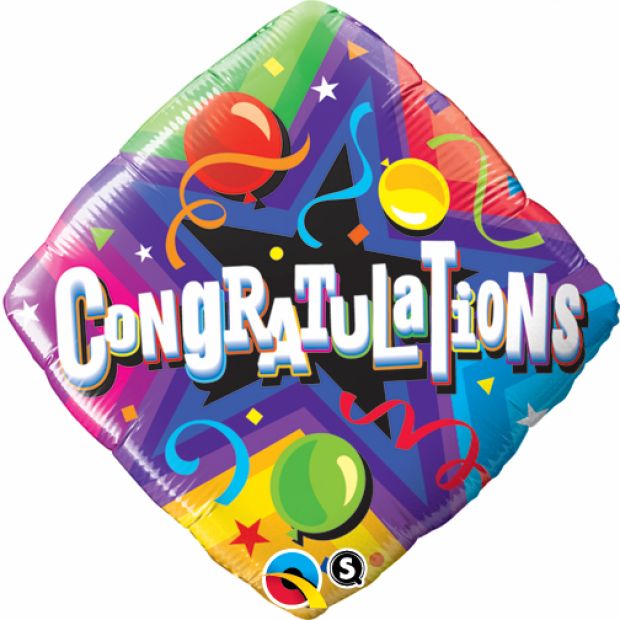 18 inch foil Qualatex 45cm Congratulations Party Time