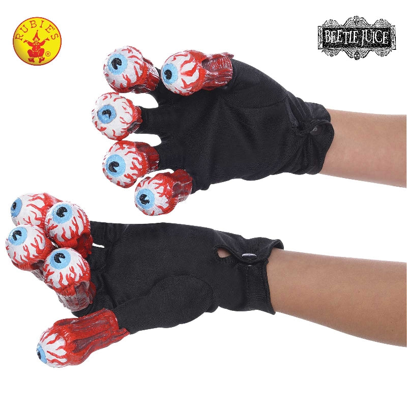 BEETLEJUICE GLOVES WITH EYEBALLS - ADULT, Halloween, Rubies