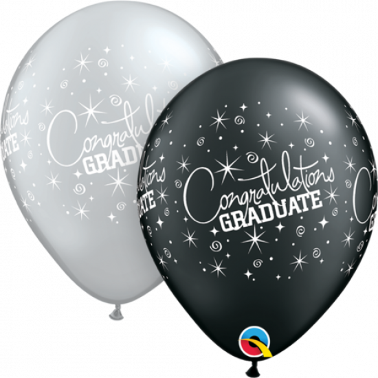 Printed Latex Balloon 28cm Congratulations Graduate - Black