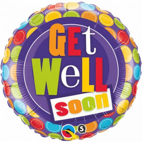 18 inch Foil Qualatex Get Well Dot Patterns