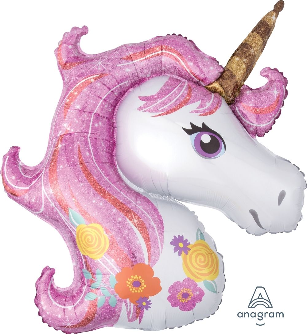 Anagram Foil SuperShape hot pink Magical Unicorn head (83cm x 73cm)