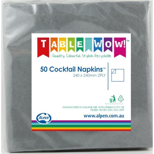 Silver Cocktail Napkin 24x24cm 2ply P50